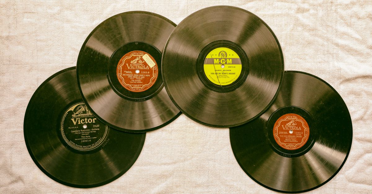 vinyl records closeup