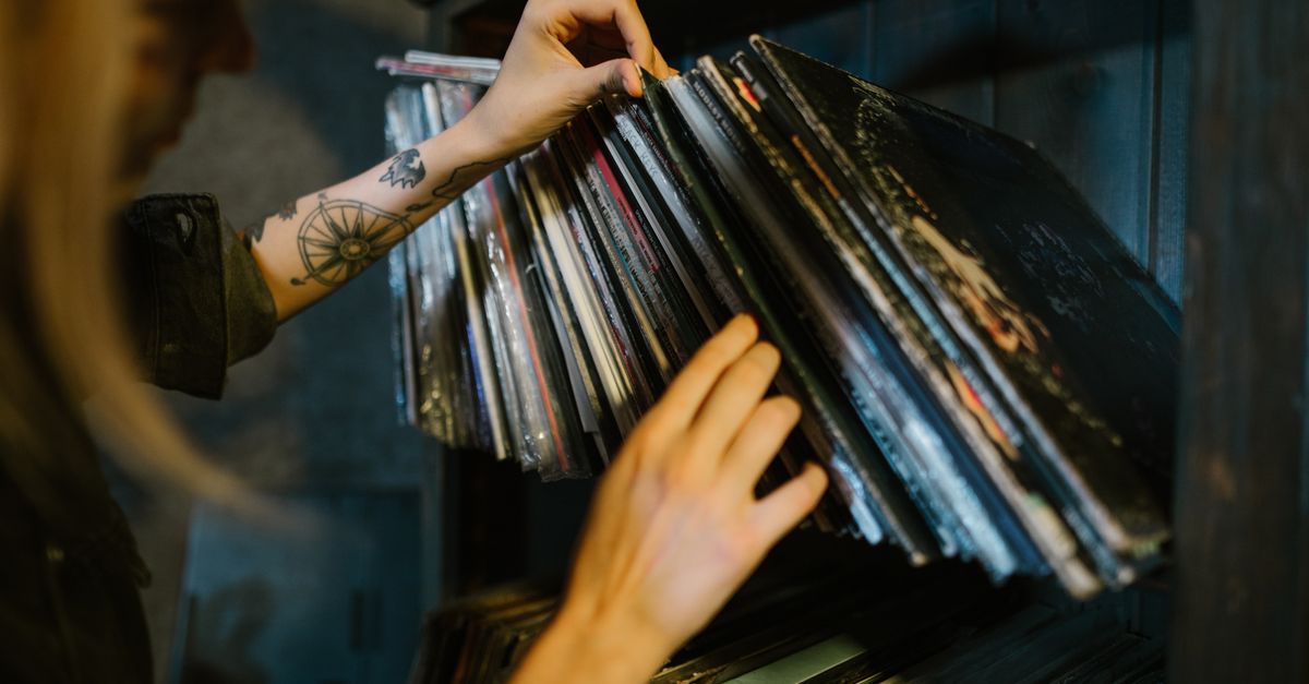 vinyl records shelf