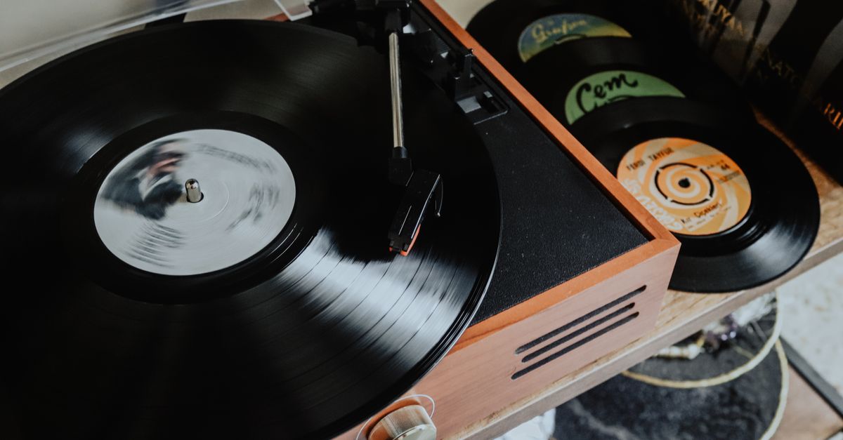 vinyl record player closeup